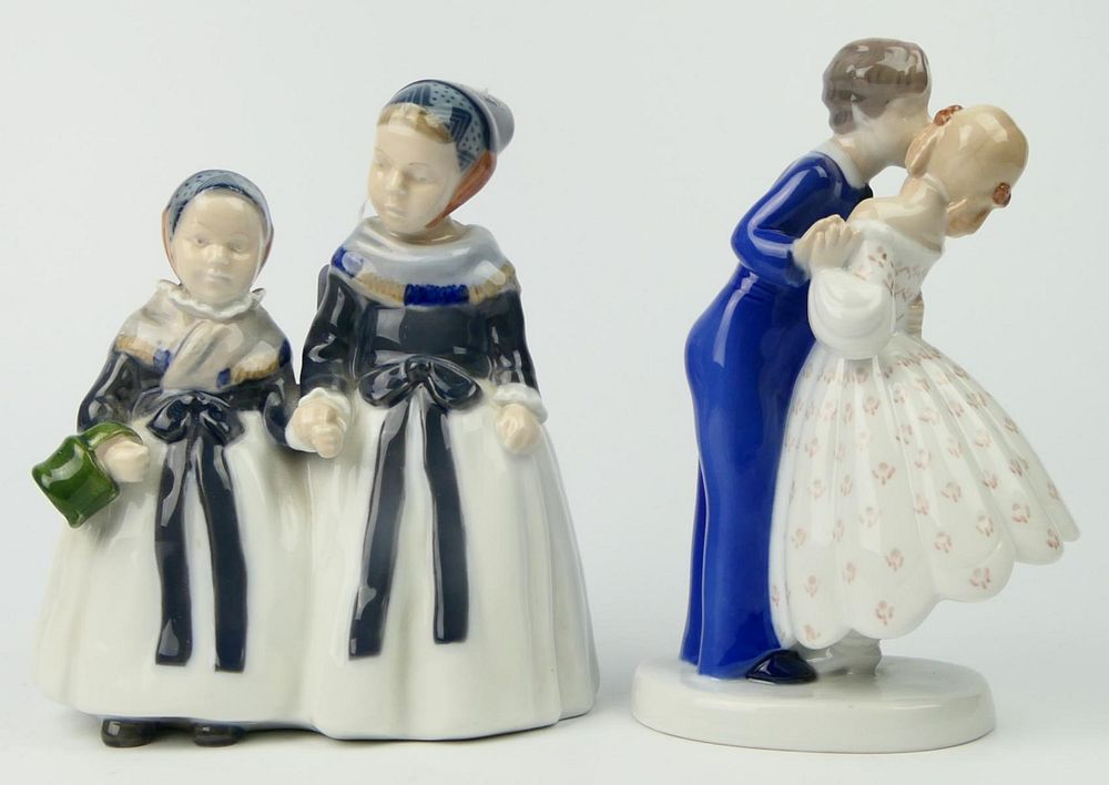 Appraisal: ROYAL COPENHAGEN PORCELAIN FIGURINES DUTCH GIRLS and B G couple