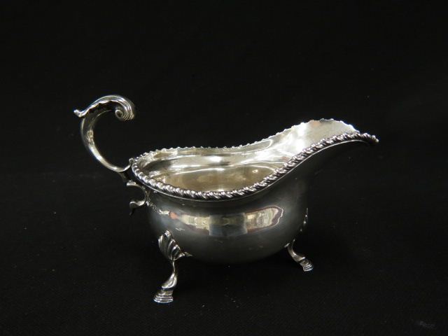 Appraisal: English Sterling Silver Sauce Boat gadroon border footed long hallmarks