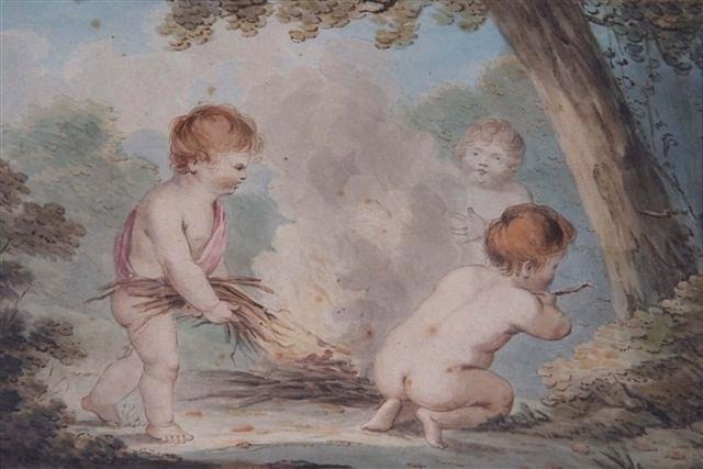 Appraisal: ATTRIBUTED TO LADY DIANA BEAUCLERK British - Three cherubs building