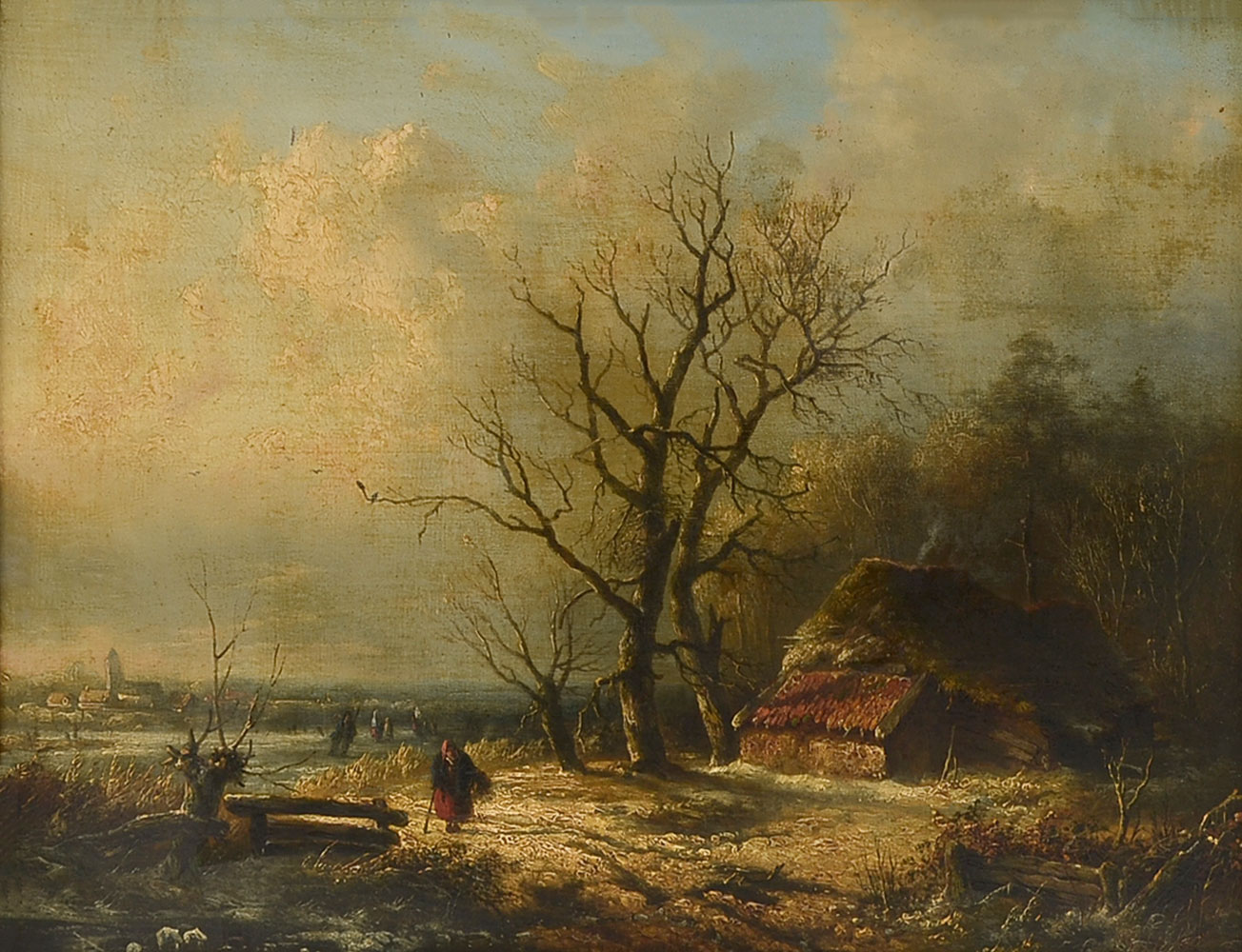 Appraisal: DAIWAILLE Alexander Netherlands Belgium - Country Landscape with Cottage Figures