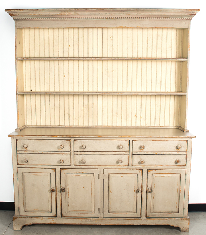 Appraisal: HABERSHAM TWO-PIECE STEPBACK CUPBOARD American late th century Open top