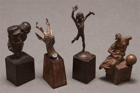 Appraisal: Louis Chatel Rosenthal Russian American - Three patinated bronze miniature