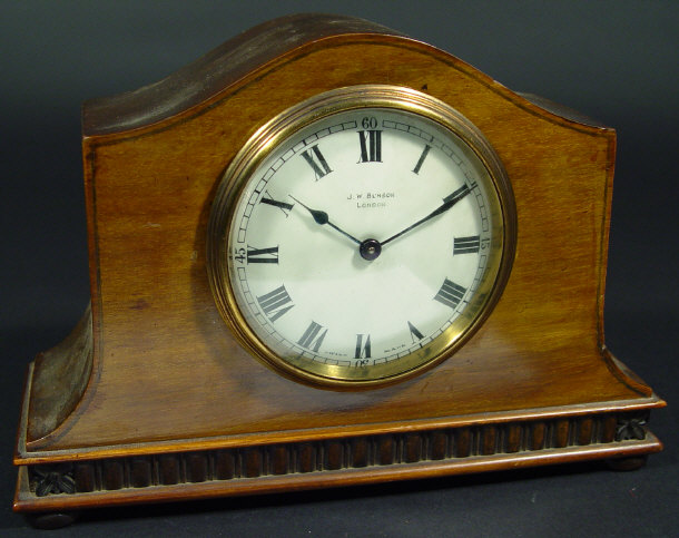 Appraisal: Edwardian mahogany mantel clock the painted enamel dial marked J