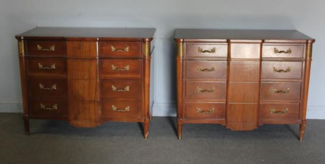 Appraisal: Pair of Jansen Style Brass Mounted Chests drawer chests From