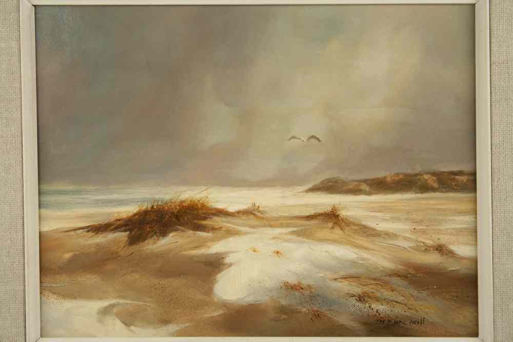 Appraisal: OIL ON MASO - Gull Over Sand Dunes by Fred