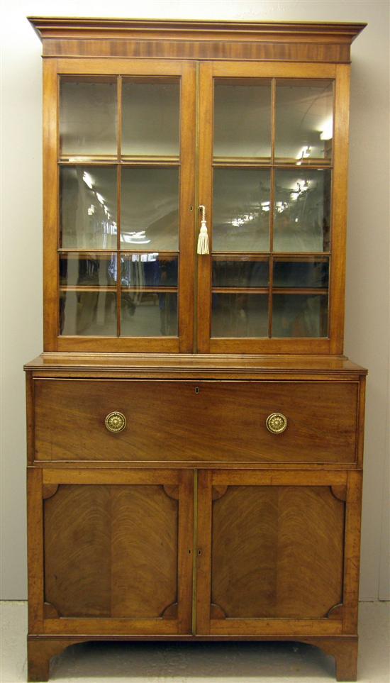 Appraisal: George III mahogany secretaire bookcase with glazed top with drawer