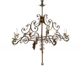 Appraisal: French Provincial Style Light Iron Chandelier French th century A