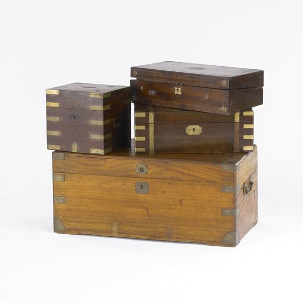 Appraisal: ENGLISH CAMPHOR CHEST Together with two lap desks and bottle