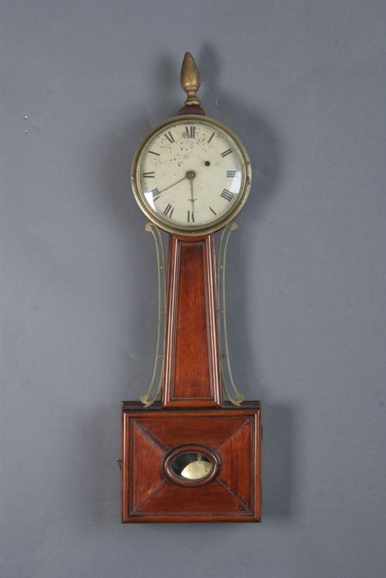 Appraisal: WILLIAM CUMMENS FEDERAL MAHOGANY BANJO CLOCK th century Roxbury Massachusetts