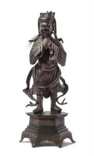 Appraisal: A Bronze Figure of Guanyu the figure depicted standing on