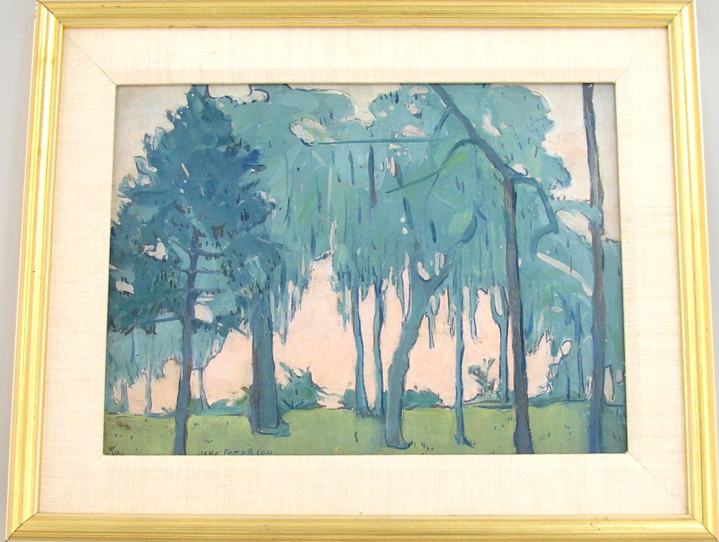 Appraisal: FRAMED WATERCOLOR JANE PETERSON American - Trees and Gulls on