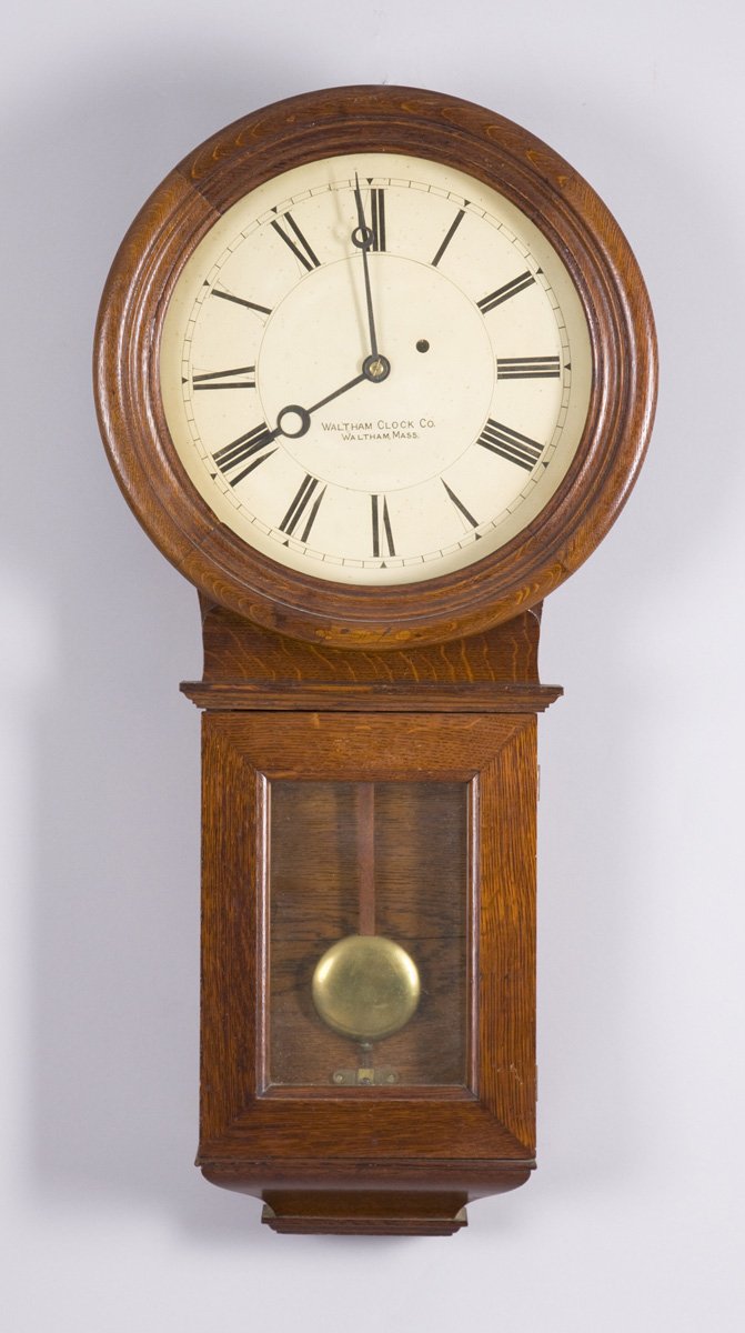 Appraisal: Waltham Clock Co Wall Regulator Oak case with nice old