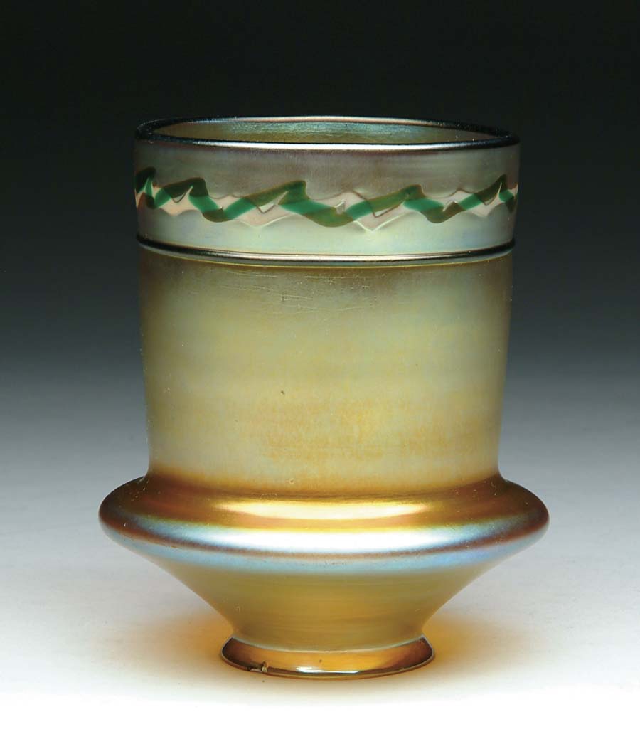 Appraisal: STEUBEN AURENE SHADE Iridescent gold Aurene finish with an intarsia