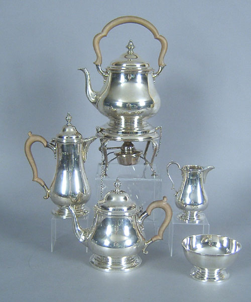 Appraisal: English five piece sterling silver tea service by Asprey approx