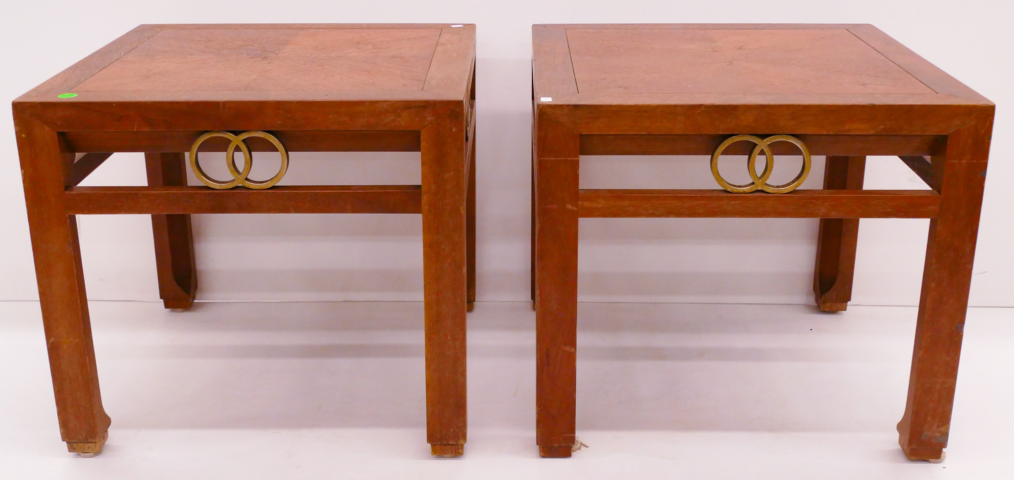 Appraisal: Pair Baker Midcentury Square End Tables- x x ''