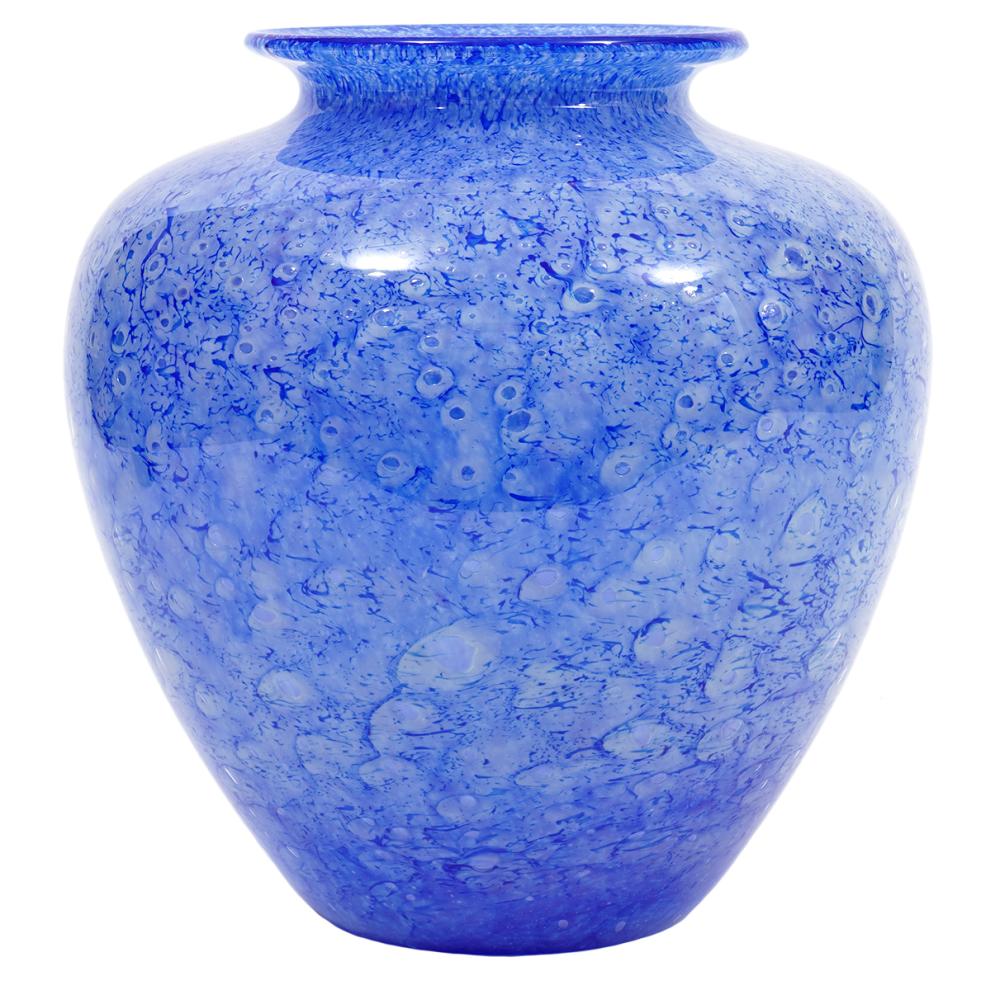 Appraisal: STEUBEN BLUE CLUTHRA VASE BY FREDERICK CARDERSteuben blue Cluthra vase