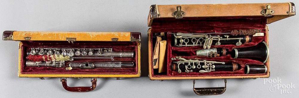 Appraisal: Cased Bundy flute together with a German clarinet Cased Bundy