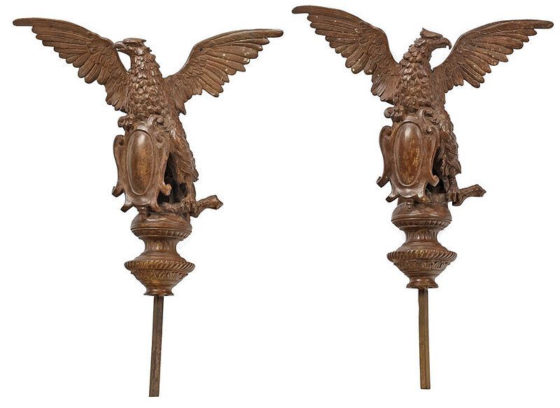 Appraisal: Pair of Bronze Eagle Architectural Elements probably American th th