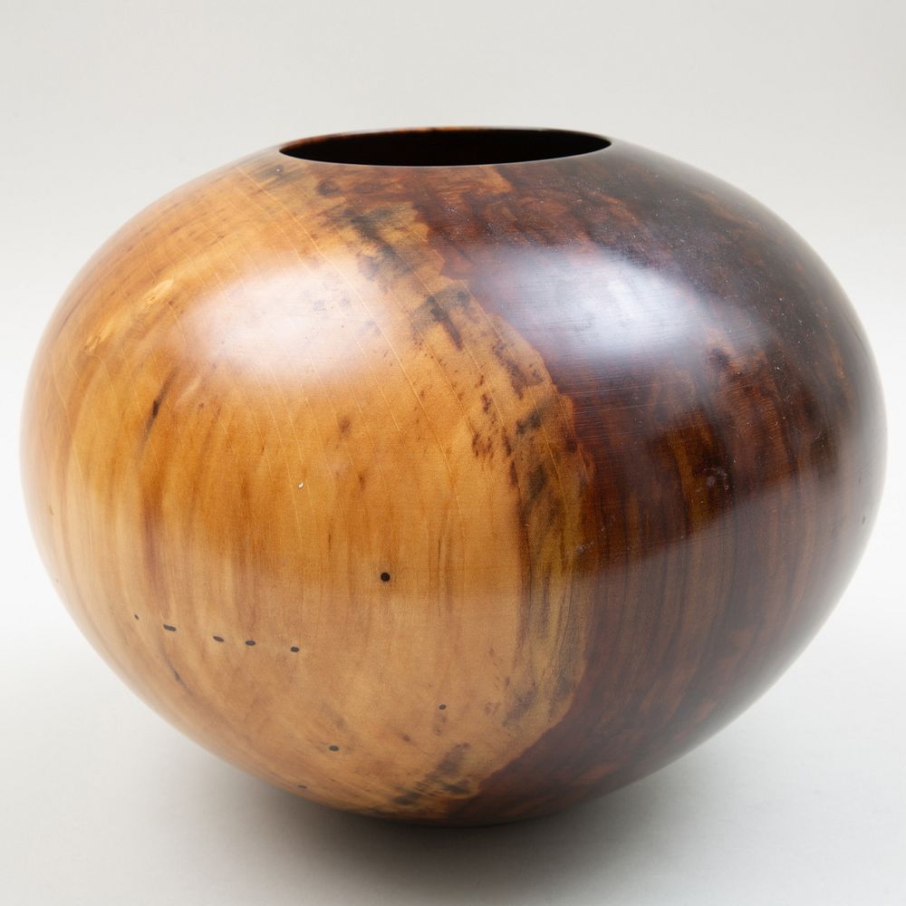 Appraisal: Philip Moulthrop Figured Tulipwood Bowl Incised signature and ' '