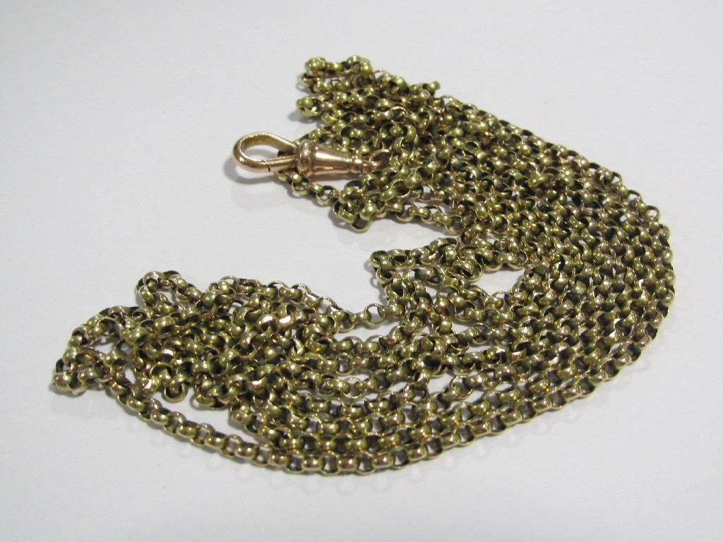 Appraisal: Nine carat gold guard chain Approximately in