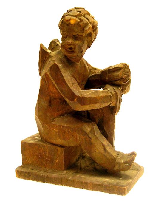 Appraisal: Carved wooden figure of Cupid Western Europe probably late th