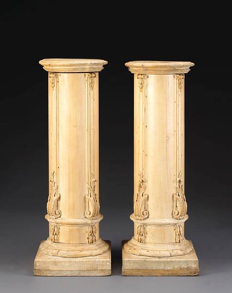 Appraisal: A pair of Baroque style pine revolving pedestals late th