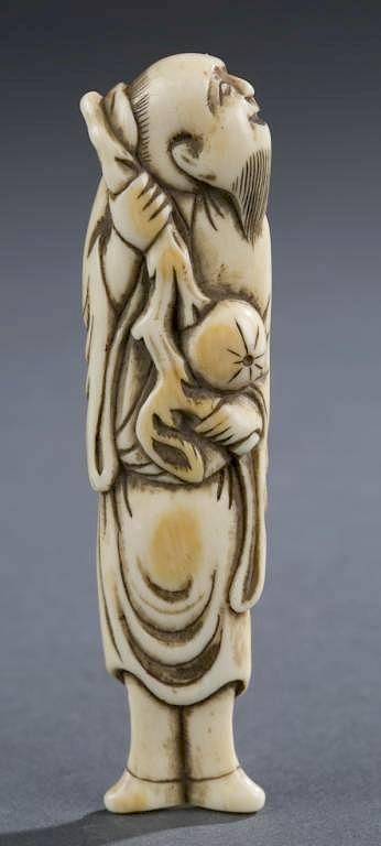 Appraisal: A group of Japanese ivory netsuke th century A group