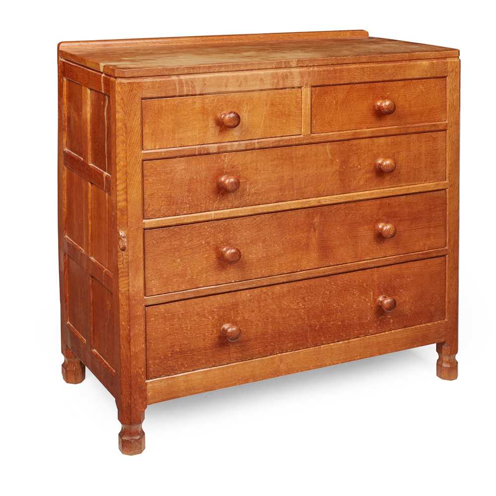 Appraisal: ROBERT 'MOUSEMAN' THOMPSON BRITISH - CHEST OF DRAWERS CIRCA adzed