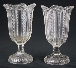 Appraisal: two th c pattern molded celery vases clear cable pattern