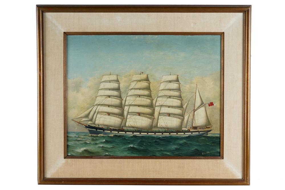 Appraisal: WILLIAM EDGAR - CLIPPER SHIP oil on artist's board signed