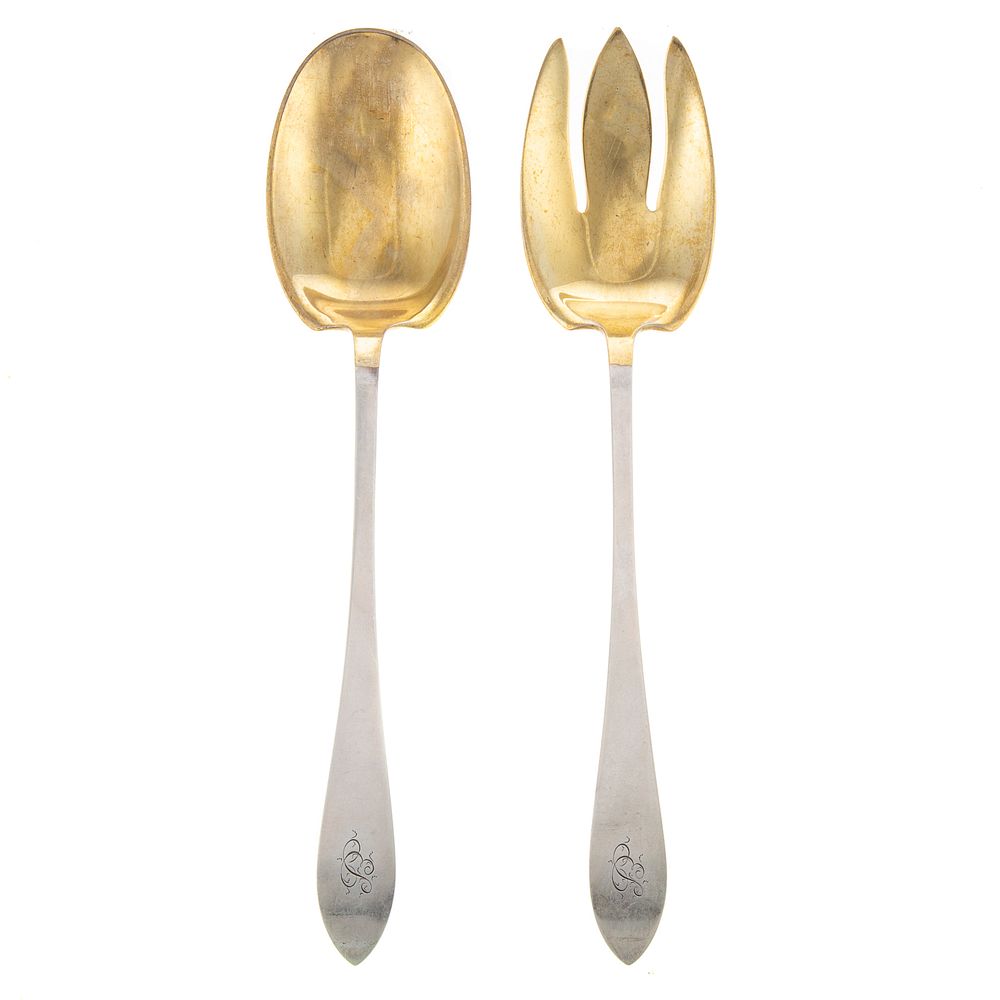 Appraisal: Tiffany Co Sterling Faneuil Salad Servers - date mark with