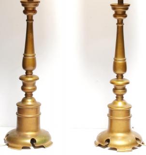 Appraisal: Pair of Mid Turned gold-painted with the original custom shades