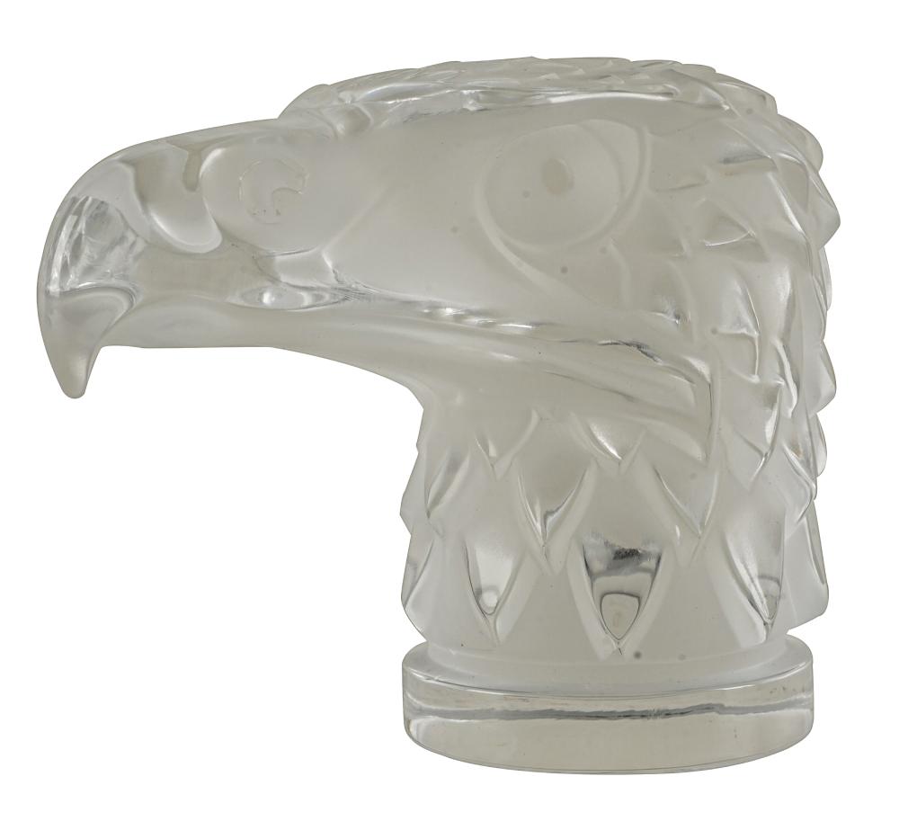 Appraisal: LALIQUE GLASS EAGLE MASCOTsigned Lalique France Condition good no chips