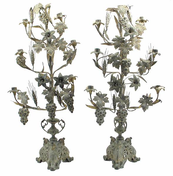 Appraisal: A pair of Baroque style gilt metal candelabra height in