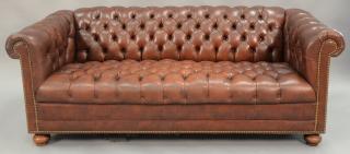 Appraisal: Chesterfield leather sofa wd in Chesterfield leather sofa wd in