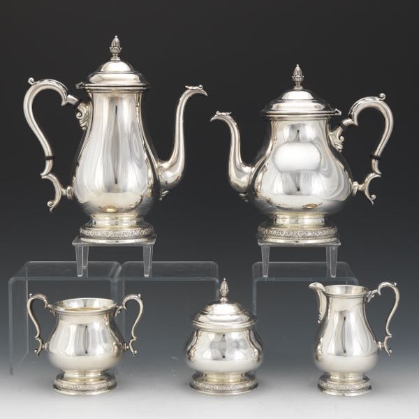 Appraisal: INTERNATIONAL STERLING SILVER FIVE-PIECE TEA COFFEE SERVICE PRELUDE PATTERN Including