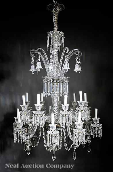 Appraisal: A Pair of Fine Elaborately Cut Crystal Eighteen-Light Chandeliers late