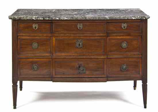 Appraisal: A Directoire Mahogany Commode having a marble top of breakfront