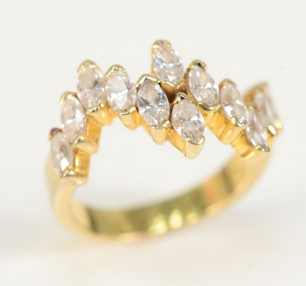 Appraisal: Karat Gold Ring set with twelve marquis diamonds size grams