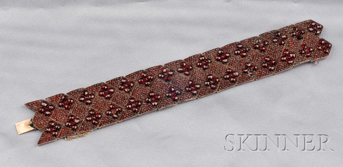 Appraisal: Garnet Bracelet composed of navette shaped links set with rose-cut