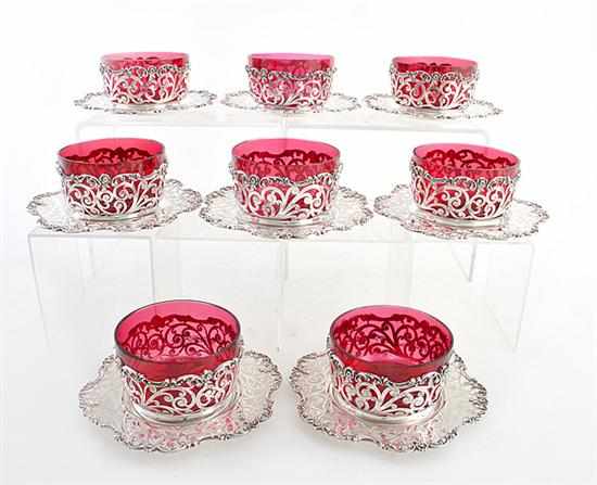 Appraisal: Shreve Crump Low sterling reticulated finger bowl set Boston circa