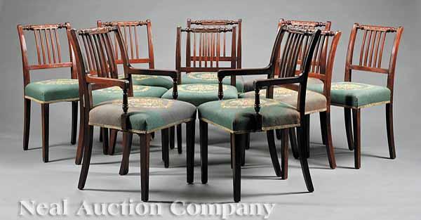 Appraisal: A Set of Ten English Mahogany Dining Chairs th c