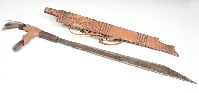 Appraisal: A BORNEO HEAD HUNTERS PARANG ILANG OR MANDAU SWORD with