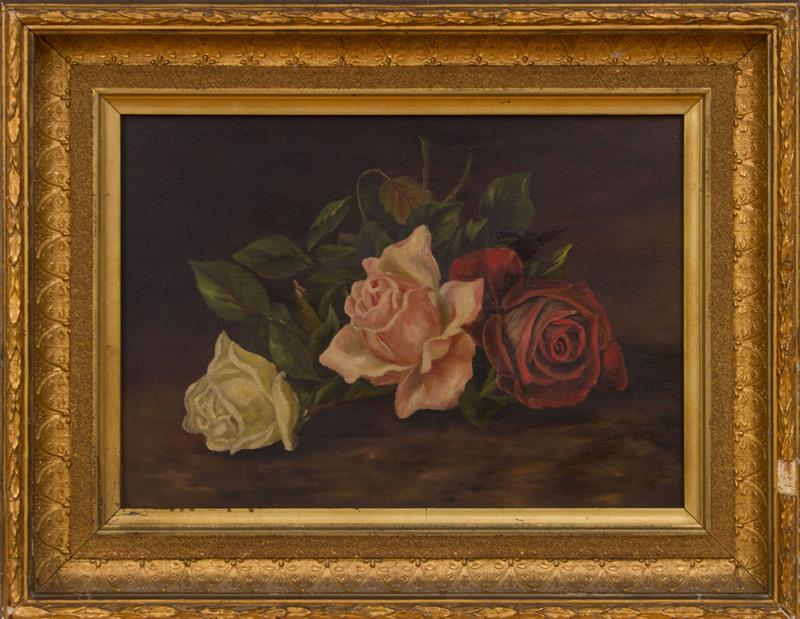 Appraisal: AMERICAN SCHOOL STILL LIFE OF ROSES Oil on canvas unsigned