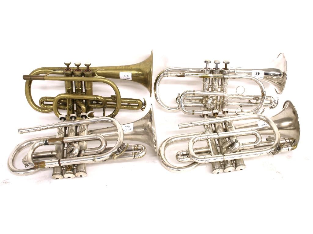 Appraisal: Besson Westminster silver plated cornet ser no together with a