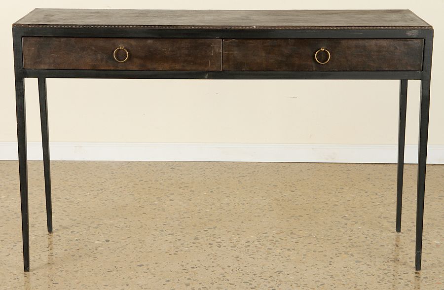 Appraisal: JEAN-MICHEL FRANK STYLE LEATHER CONSOLE TABLE A Jean-Michel Frank style