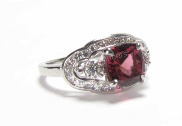 Appraisal: A lady's platinum set pink tourmaline and diamond ring containing