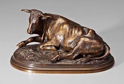 Appraisal: Rosa Bonheur bronze French - Taureau couche marked quot Rosa