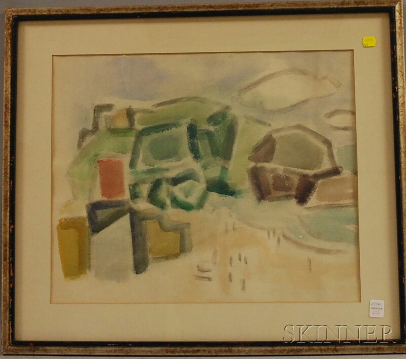 Appraisal: Abstract Impressionist-style Watercolor on Paper sight size x in framed