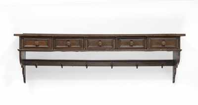 Appraisal: Antique Style French Wall Shelf Fitted with five molded drawers